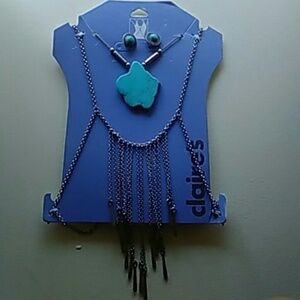 Vintage Turquoise & Silver Body Chain Necklace Jewelry Bohemian Boho Chic, NWT